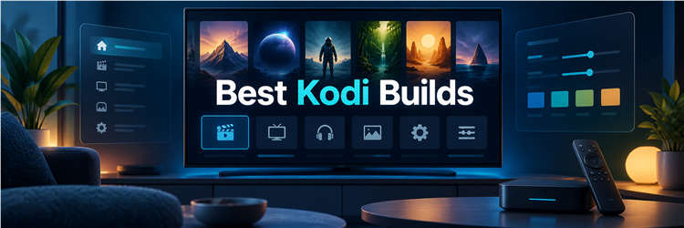 Best Kodi Builds displayed on a television media center