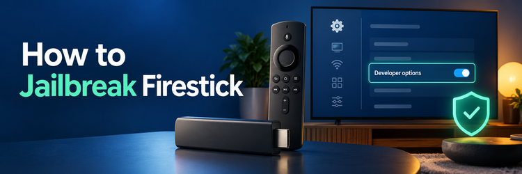 How to Jailbreak Firestick settings shown with a streaming stick and remote